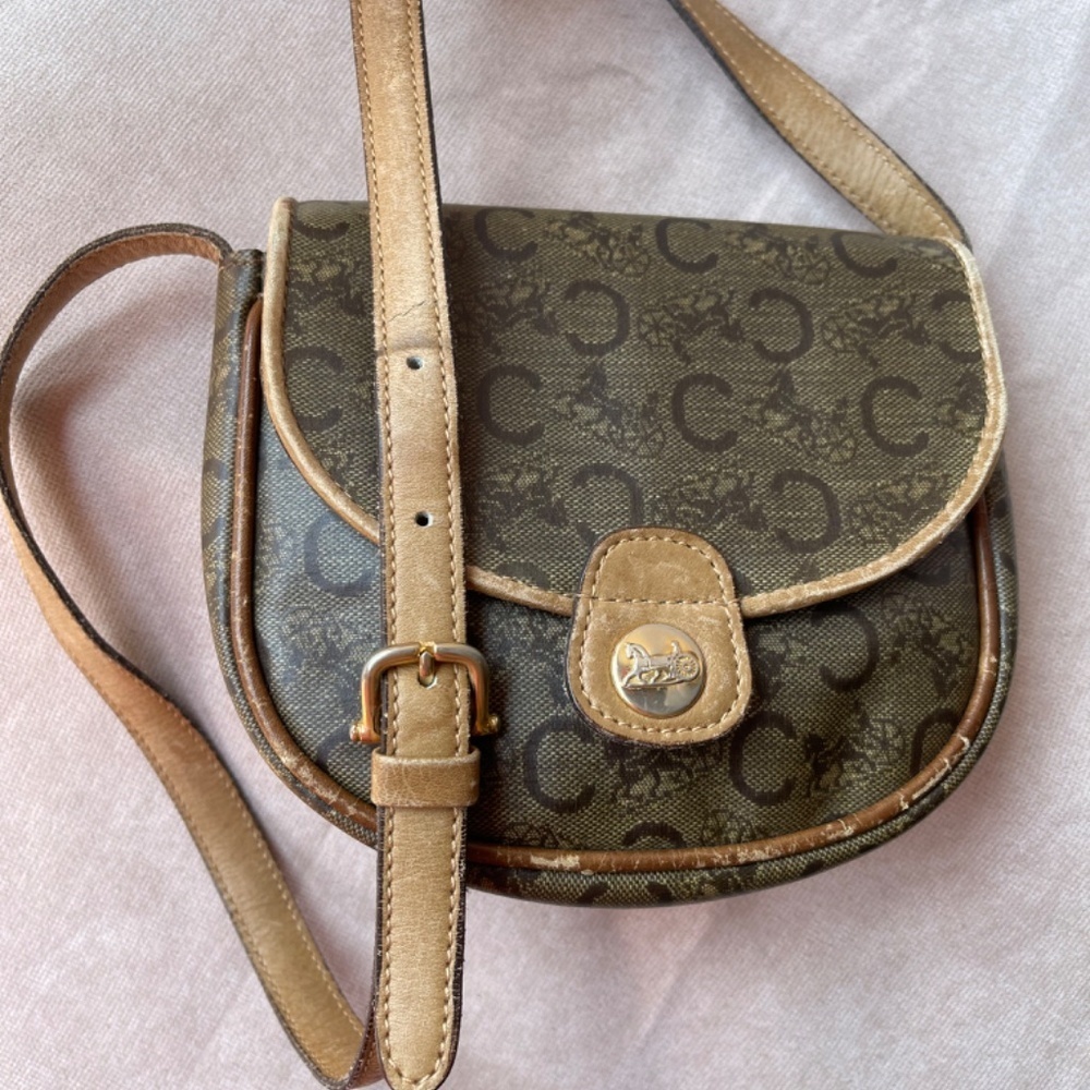 Rare Collectible Leather Horse Pocket Monogram Crossbody Bag purse - Picture 10 of 12